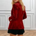 thumbnail image 5 of ClodeEU Women's Notched Lapel Velvet Blazer Suit Jacket,Long Sleeve Button Work Office Blazer Jacket Red,Womens Plus M, 5 of 8