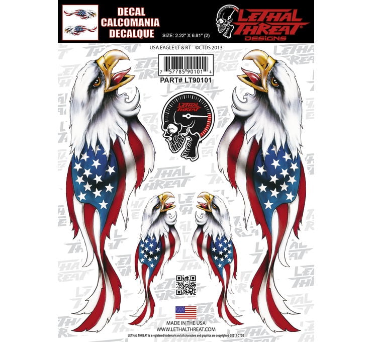 LETHAL THREAT DECALS Decals 6" x 8" USA Eagle LT90101