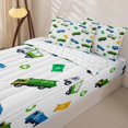 thumbnail image 3 of Erosebridal Recycle Garbage Truck Zipper Twin Comforter Sets with Fitted Sheet and 2 Pillowcases,3D Cartoon Car Pattern Zipper Bedding Set For Boys,Reversible,4pcs, 3 of 7