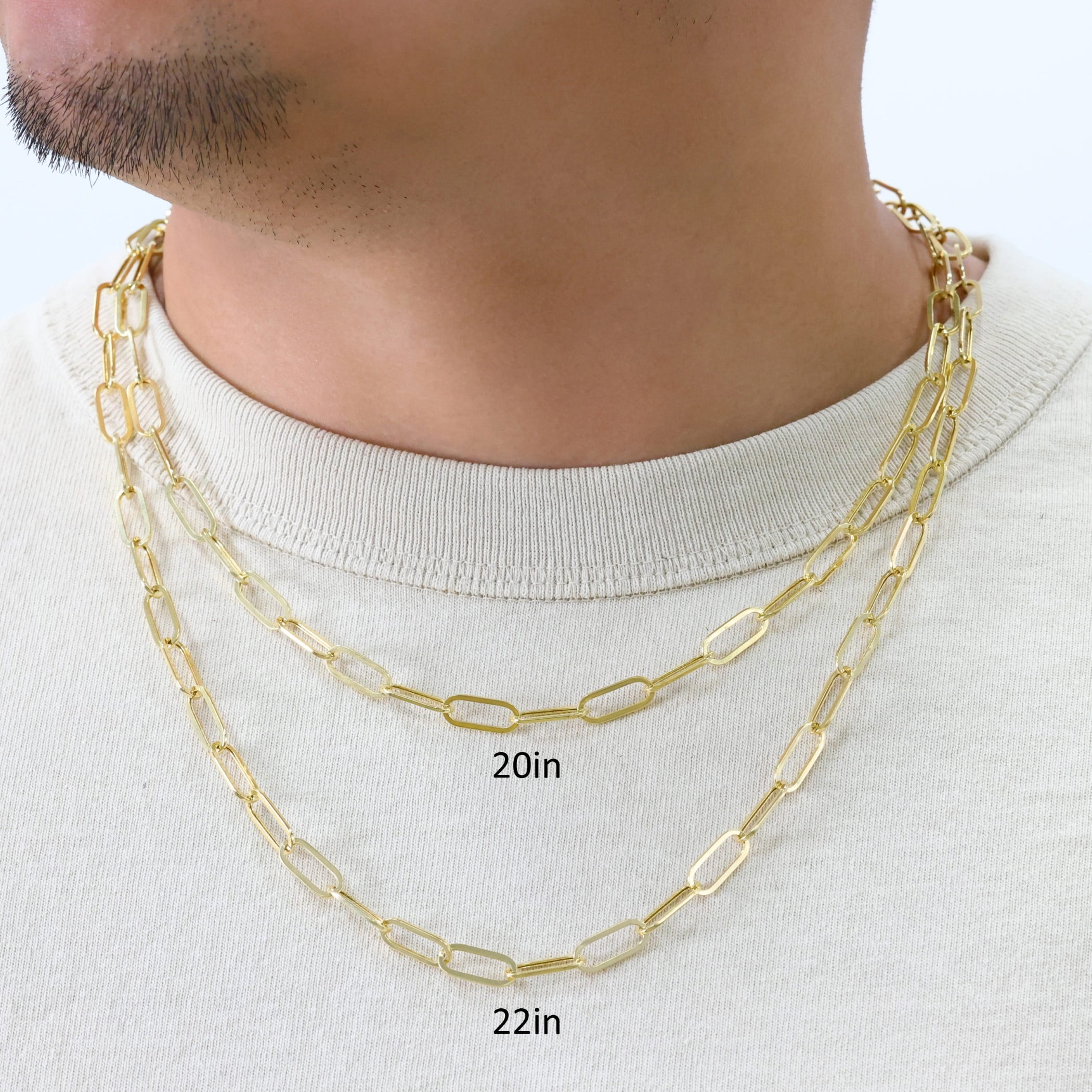 Nuragold 10k Real Yellow Gold Paperclip 6mm Elongated Cable Link Necklace (16"-24") Dainty Italian Jewelry for Men & Women