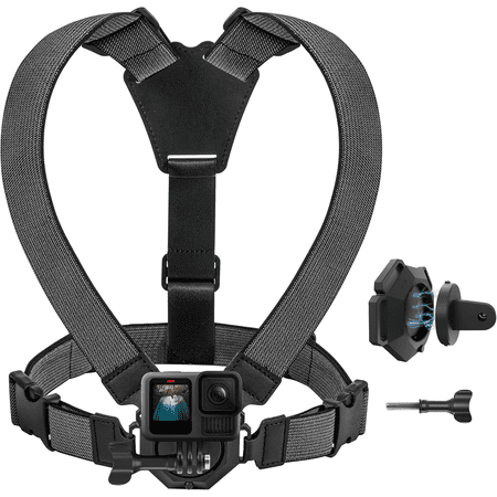 STARTRC VCR Magnetic Chest Mount for GoPro Hero 13/12/11/10/9/MAX, DJI Osmo Action 6/5 Pro/4/3, Insta360 X5/X4/ACE Pro, Action Camera Chest Strap Harness for POV Hands-Free Recording