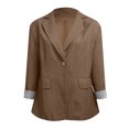 thumbnail image 3 of Vedolay Women Tops Womens Casual Open Front Long Sleeve Work Office Lapel Button Blazer Jackets,Brown XXL, 3 of 5