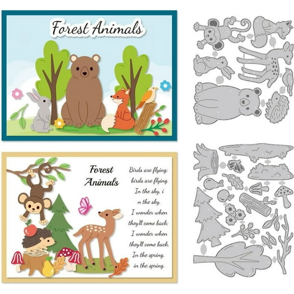 Forest Animals Dies Cuts Carbon Steel Cutting Dies Card Making Cutting Dies Stencils Template for Embossing Scrapbooking Craft Birthdays Christmas Greeting Card Gift Festival Decor DIY