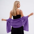 thumbnail image 2 of HJYCHN Elegant Summer Bridal Shawl Wrap Pure Color Rectangular Silk Scarf for Wedding Dress Party Evening formal Occasion Purple One Size, 2 of 4