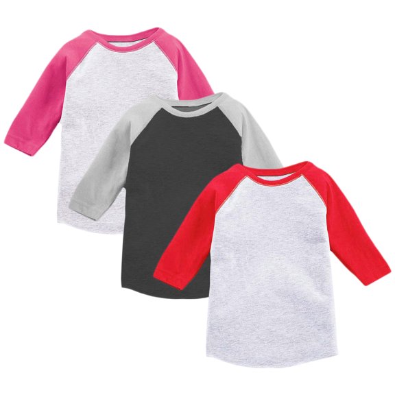 Toddler Girls Raglan Baseball Shirt Raglan Shirt Kids Girls Baseball Tee 2T Clothes 3T Outfits 4T T shirts 5T Shirts - Pack of 5