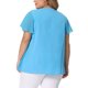 thumbnail image 3 of Blusa de mujer plus size Agnes Orinda con mangas de murciélago, escote en V y capas de volantes 3X azul, 3 of 6