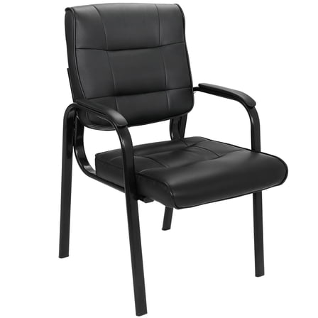 HYJY Office Guest Chair Bonded Leather Executive Side Chair Reception Chair with Solid Metal Frame Home Office Furniture