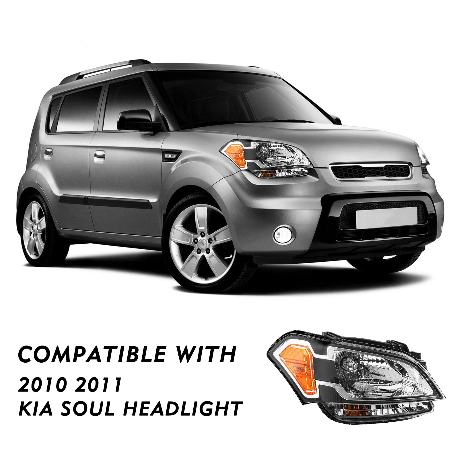 For 2010-2011 Kia Soul Headlights Headlamps Halogen Set