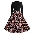 thumbnail image 6 of Women's Casual Fashion Long Sleeve Christmas Graphic Printed Vintage V-Neck Retro Print Long Dress for Holiday Casual Occasions and Everyday Wear,Pink,XL, 6 of 6
