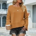 thumbnail image 5 of Pullover Crewneck Knit Cropped Sweaters Women Fashion Bell Long Sleeve Solid Color Loose Pullover Crop Tops (XL, Yellow), 5 of 6