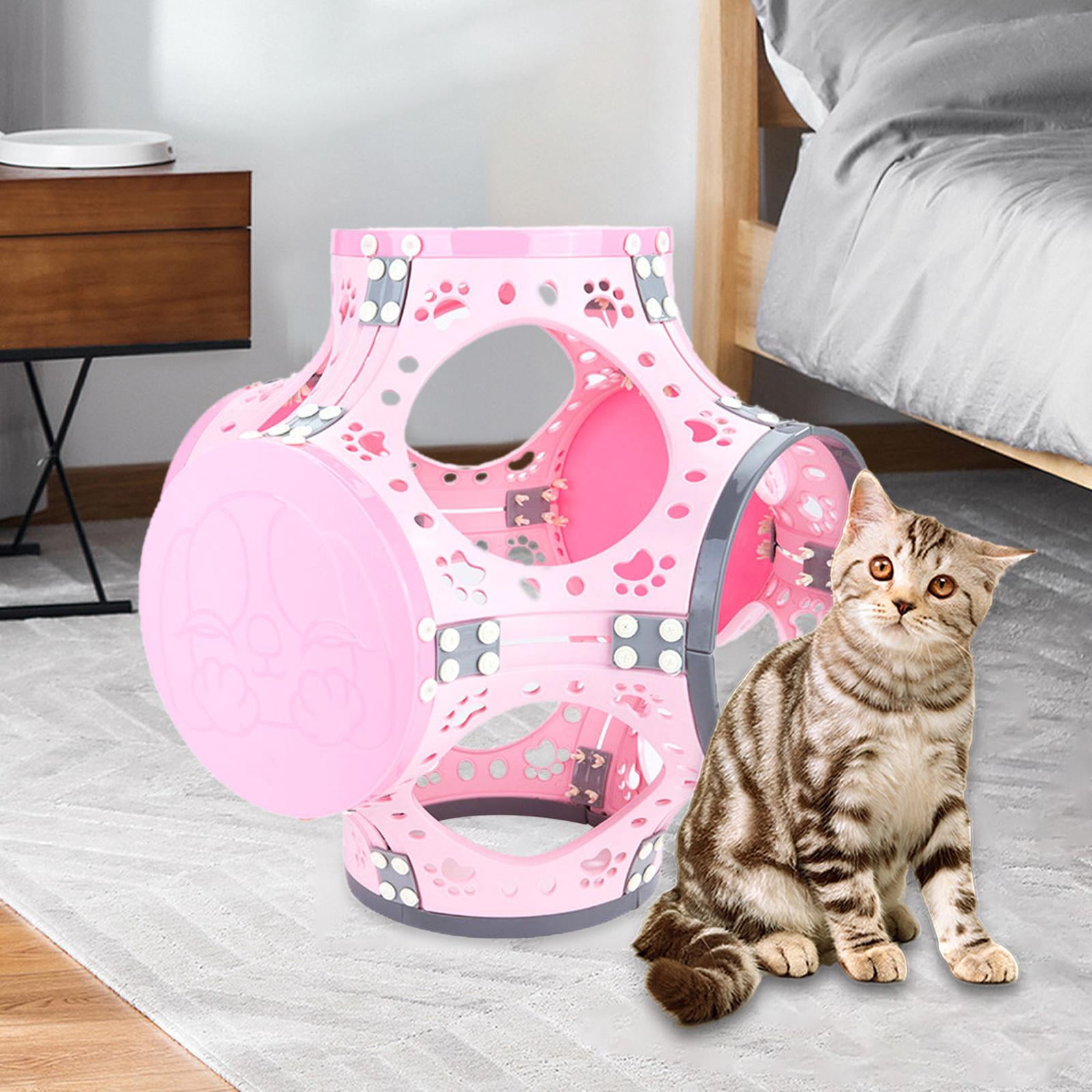 Cat Tunnel Pay Toy, Small Animals Indoor Home Playing, Cute Pet Supplies Cat Climbing Frame Pet Interactive Toy for Kitten Puppy Rabbits Pink