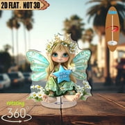 1pc 2d flat Rotating acrylic centerpiece featuring a whimsical fairy holding a star with You're my star perfect for gift giving and seasonal celebrations