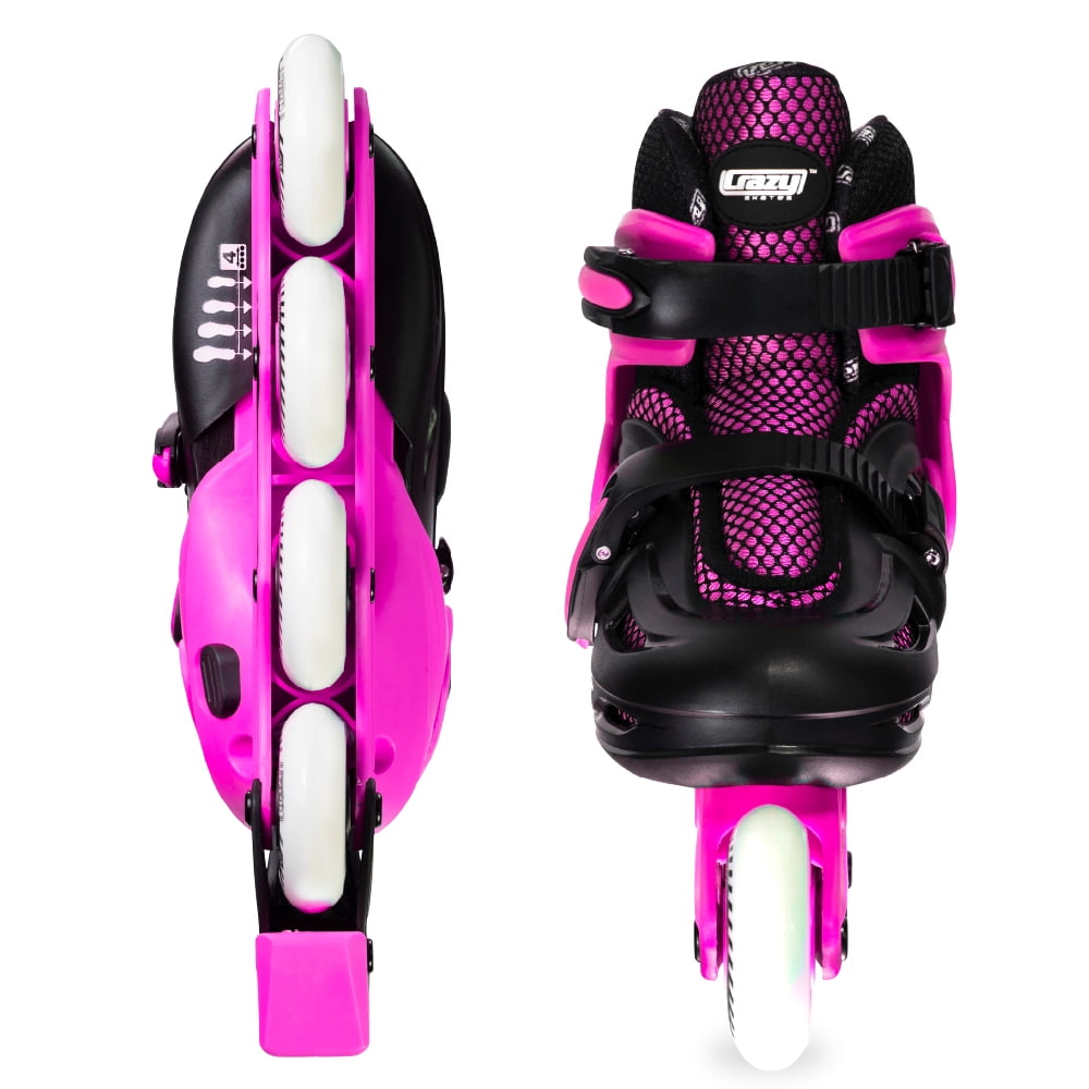 Crazy Skates Adjustable Inline Skates for Girls and Boys - Adjust to fit 4 Sizes