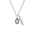 thumbnail image 2 of Delight Jewelry Black Nickeltone Crystal Initial - O - Beaded Border - Silvertone Forever Bar Charm Necklace, 23", 2 of 4