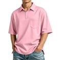thumbnail image 2 of Polo Shirts for Men Short Sleeve Collared Golf Shirt with Pocket Moisture Wicking Quick Dry Performance Polos Light pink S, 2 of 9