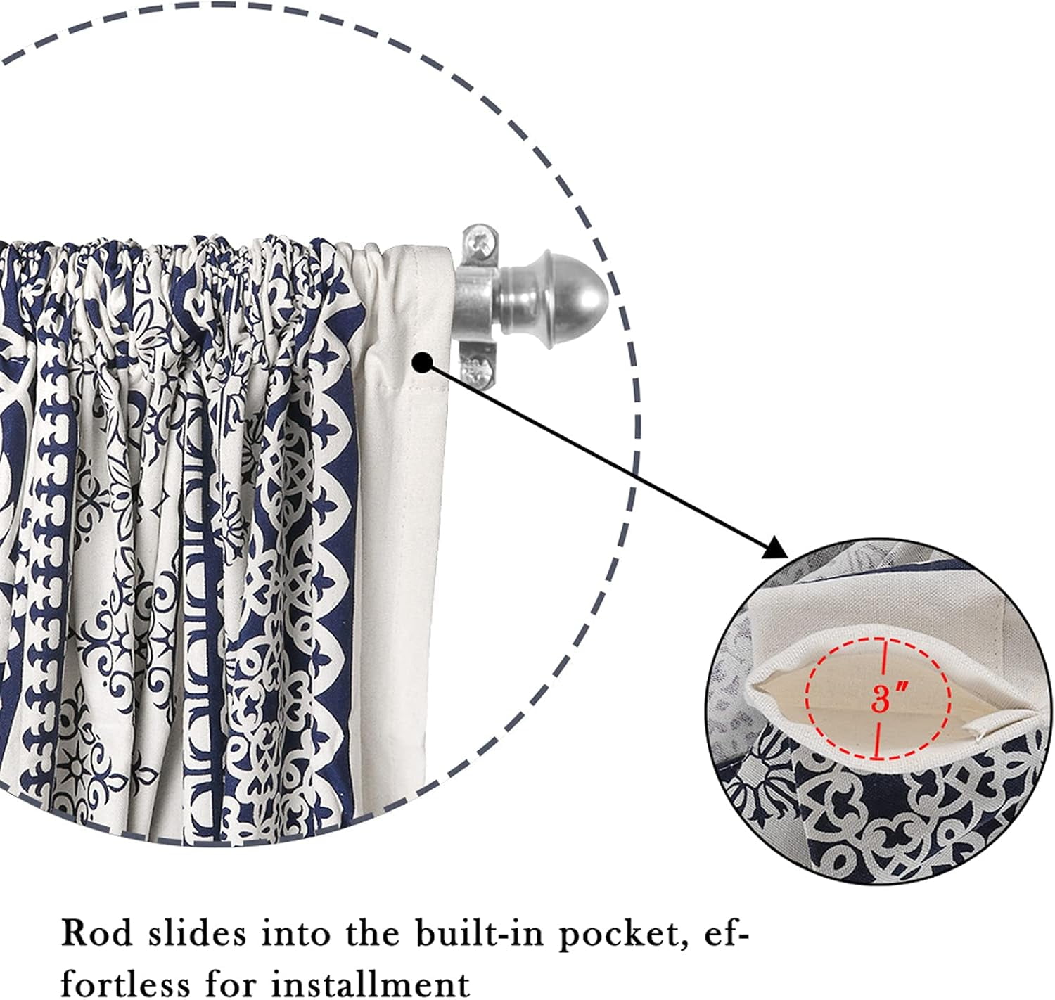 Vireellx Vintage Damask Semi-Blackout Window Curtains 2 Panels Bohemian Style Cotton Linen Darkening Curtains Rod Pocket Window Drapes for Living Room Bedroom