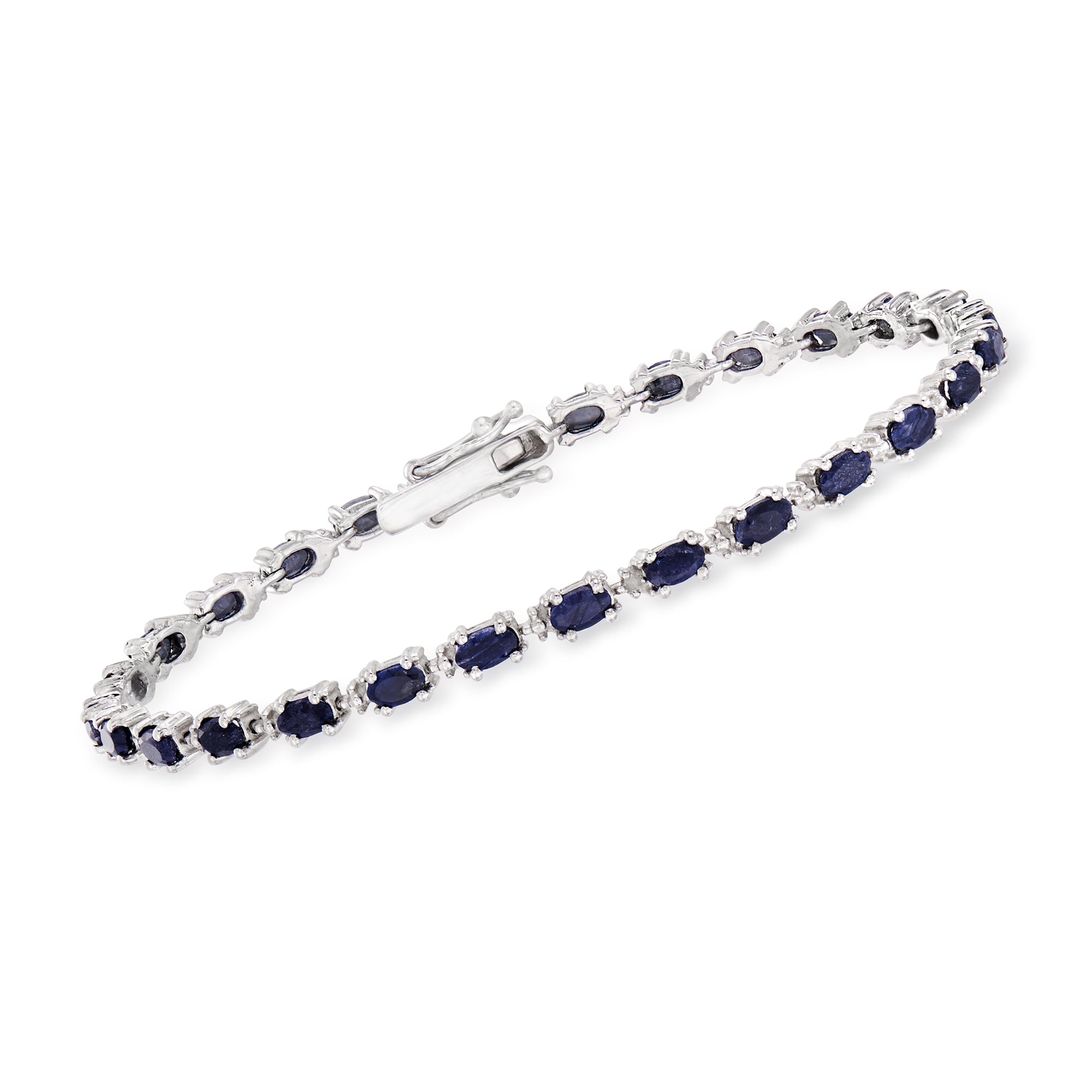 Stunning 2.00 Ct Simulated Sapphire 925 Silver Bracelet with 1" Extender 