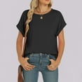 thumbnail image 4 of SYMOID Short Sleeve Top Shirts for Women 2025 Crew Neck Solid Casual Summer Juniors Classic T-Shirt,Black,Size S, 4 of 9