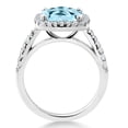 thumbnail image 4 of Gem Stone King 3.30 Cttw Sky Blue Topaz and White Created Sapphire Ring for Women in 925 Sterling Silver | Cushion Cut 8MM | Gemstone Birthstone | Available in Size 5, 6, 7, 8, 9, 4 of 6