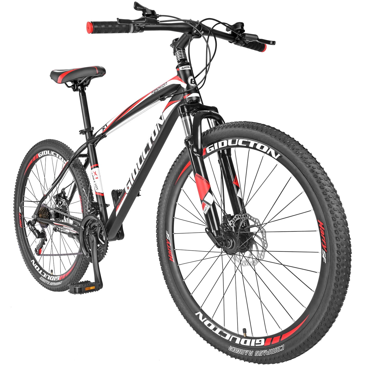 Mens Mountain Bike Eurobike, 27.5 Inch, 21 Speed Shifter, Disc Brakes,Mens Bicycle Adult, RED