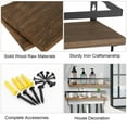 thumbnail image 5 of Nicewell Solid Wood Floating Shelves for Wall, Wall Mounted Storage Shelves, Set of 2 Bathroom Shelves with Towel Bar, 16-inch Wall Shelves for Bathroom, Living Room, Kitchen, Bedroom, Brown, 5 of 7