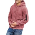 thumbnail image 2 of BRGZLK Mens Hoodies Solid Color Long Sleeve Hooded Plush Pullover Style Sweatshirt Top Pink S, 2 of 5