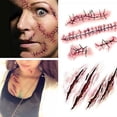 thumbnail image 1 of Cosplay Makeup Joke Scratch Wound Scab Blood Scar Tattoos Temporary Tattoo Sticker Wound Zombie Scars(10pcs), 1 of 1
