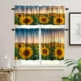 thumbnail image 3 of Summer Sunflowers Curtain Set, Sunset Over Huge Sunflower Field Window Valances and Tier Set for Kitchen Living Room Café Décor 54''x18'' & 27''x24''x2, 3 Panels, 3 of 4