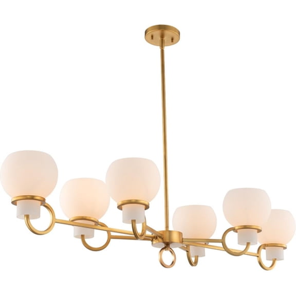 Kalco Lighting Ascher 6-light Transitional Glass Island Light in Winter Brass