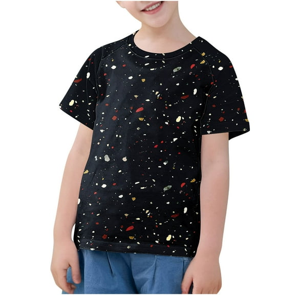 Utoimkio Little Boy Girls T-Shirts Kids Short Sleeve Crewneck Tees Cute Print Casual Tops