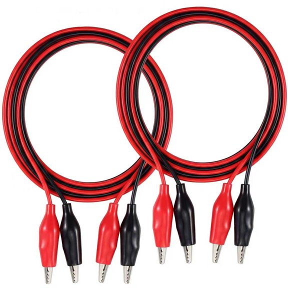 YEZNIVOS Electrical Test Set Jumper Wires Double-Ended Insulated with Alligator Clips Red 2-Pack 3.28 ft