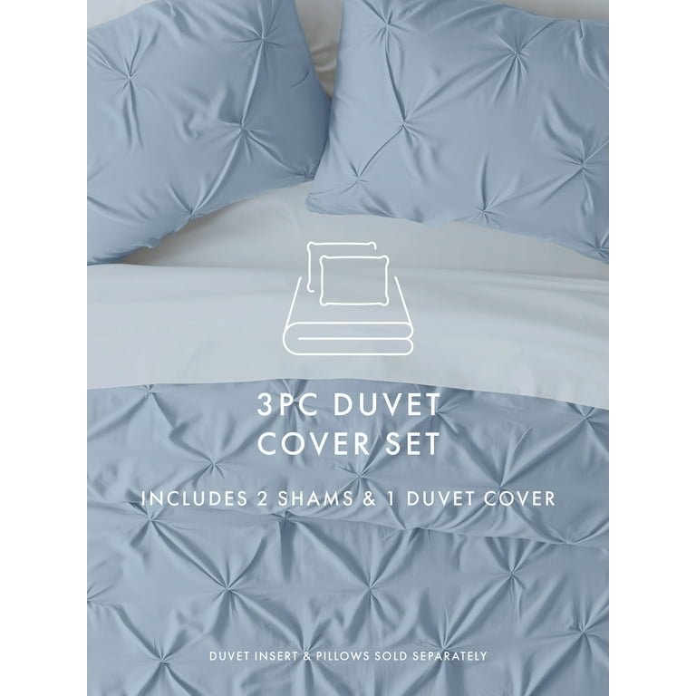 Home Collection Premium Ultra Soft 3 Piece Pinch Pleat Duvet Cover Set, King/California King - Light Blue