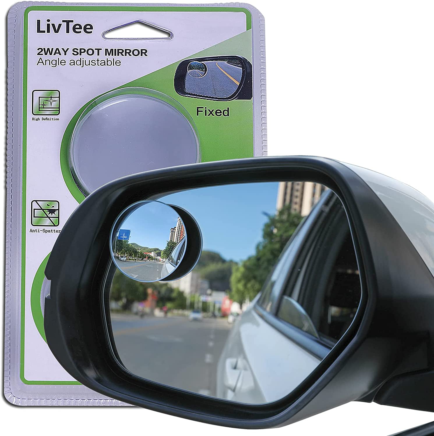 White Rear View Mirror Wide Angle Auto Mirror Convex Curve Rearview Mirror Car Panoramic Mirror with 2 Pieces Blind Spot Mirrors Car Side Mirrors for Auto Vehicles Car SUV 