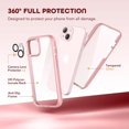 thumbnail image 3 of Compatible with iPhone 15 Plus Case, with Built-in 9H Tempered Glass Screen Protector + 2X Camera Lens Protector, Dustproof Cover Designed Full Body Rugged Shockproof Phone Case 6.7", Pink, 3 of 14
