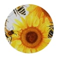 thumbnail image 2 of Awypu  Round Fitted Tablecloth Sunflower Animal Floral Bee Table Cloth with Elastic Edged Waterproof Wipeable Round Table Cover for Patio Parties Outdoor Decor White, 2 of 7