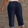 thumbnail image 5 of Cyglowse Plus Size Capris Sweats Womens Petite Wide Leg Pedal Pushers Pull on Athletic Yoga Crop Pants Lady Stretch Skimmer w/Pocket Navy 2XL, 5 of 8