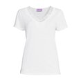 thumbnail image 5 of RealSize Women's Lace V-Neck Tee with Short Sleeves, Sizes XS-XXXL, 5 of 6