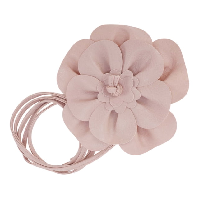 Cinturón de Cintura Ajustable de 1 Pc de Bargains Únicos, Cinturón de Cuerda Hecho a Mano Elegante con Flores para Mujeres en Rosa