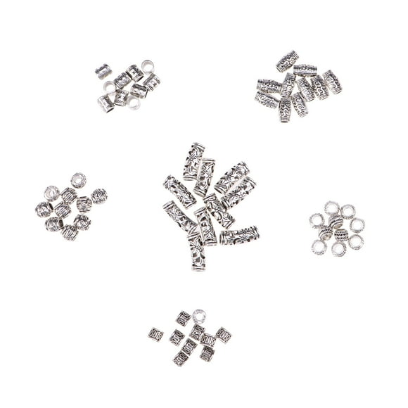 60pcs Wig Alloy Engraved Hair Cuffs Braiding Beads Hair Accessory Hair Decoration Braid Ring Sets