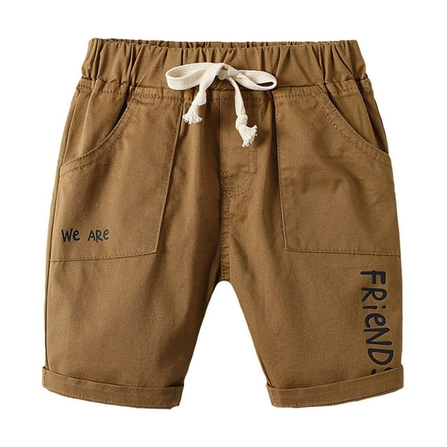 MIASHUI Shorts pour Tout-Petits Garçons Enfants Été à Cordon Décontractés Shorts Bas, Kaki, 3-4 Ans