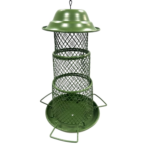 BINGLI Squirrel-Proof Hanging Bird Feeder - Large Capacity Outdoor Seed Dispenser for Sparrows, Cardinals - Durable Metal Cage Design with Anti-Chew Baffle 