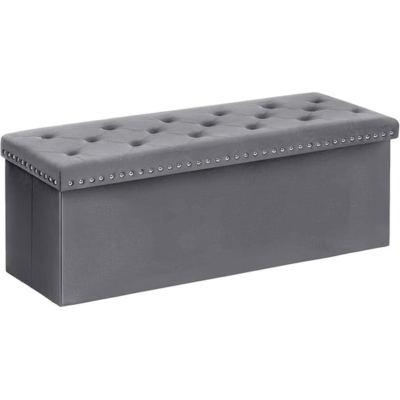 Luxury Velvet Fabric Storage Ottoman Bench, Extra Large 140L Toy Chest Storage Boxes Footrest Bench for Bedroom, 43 Inches Red