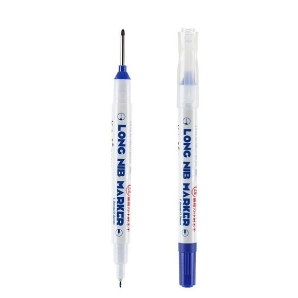 Paquete de 2 bolígrafos de marcado de orificios profundos de 20 mm para carpintería, metal, baldosas de cerámica - Marcador de orificio de tornillo impermeable de punta larga con regla de 60 mm para