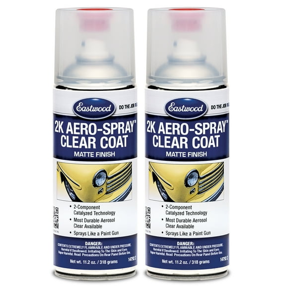 Eastwood 2K AeroSpray Automotive Spray Paint Matte Clear Coat 11.2 Oz Aerosol 2 Pack