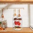 thumbnail image 3 of WRKEKC Clearance Stackable Foldable Kitchen Vegetable Rack, Perforated Prep Basin with Wall Hooks, Metal Storage Shelf for Organizing Fruits and Vegetables, 3 of 6
