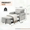 thumbnail image 3 of Muumblus Convertible 3-in-1 Sleeper Chair Bed with USB/Type-C Charging Ports, Compact Single Sofa, Gray Velvet, 3 of 9