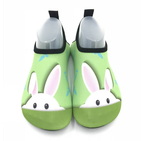 

Cathalem 4 Size Shoes Children Thin And Breathable Swimming Shoes Water Park Cartoon Rubber Soled Beach Socks Big Kid Size 4 Green 5.5 Years