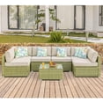 thumbnail image 1 of COSIEST 7-Piece Outdoor Furniture Set Olive Green Wicker Sectional Sofa, 1 of 6