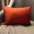 thumbnail image 6 of The HomeCentric Luxury Lumbar Pillow Cover Rust Pack Of 2, 20"x28" (50x70 cm) Satin Solid Oblong Pillow Cover, Solid Modern Cushion Cover Style - Rust Slub Satin, 6 of 14