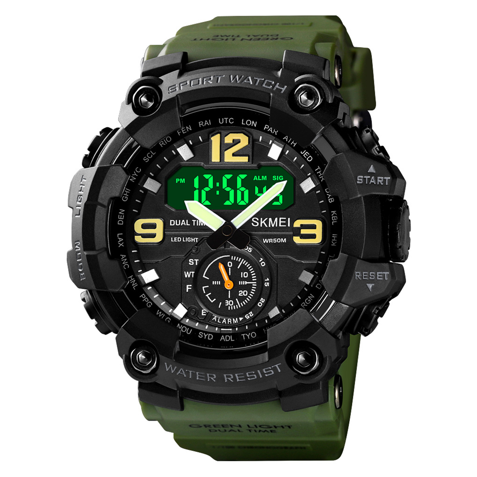 Men's Digital Sport Watch SKMEI Classic 5ATM Waterproof Sport Watch with  Alarm Stopwatch LED Backlight Dual Display Electronic Analog Wrist Watch  12/ 24 Format